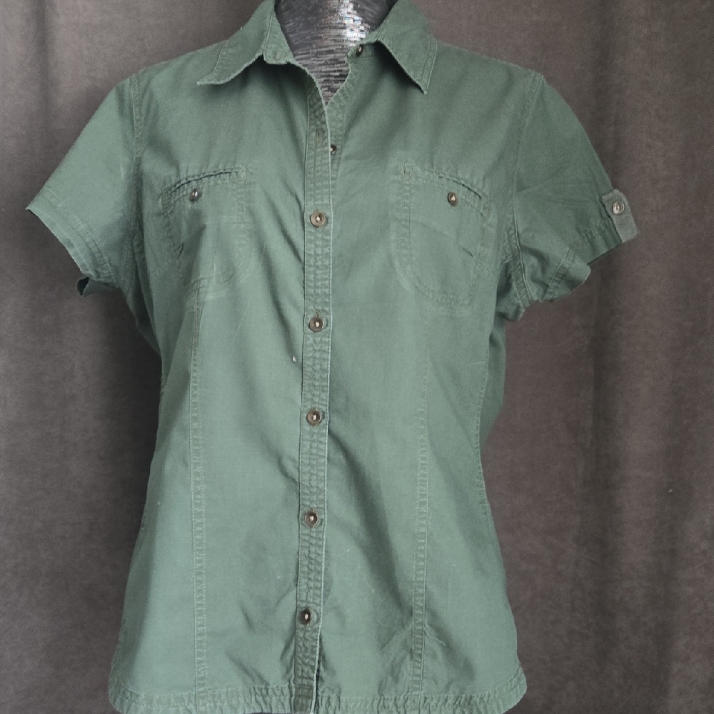 Sonoma Womens's Casual Green Button Down Shirt